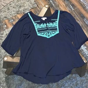 Hannah embroidered knit blouse